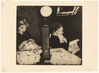 Under Lampen, c.1882 af Mary Cassatt