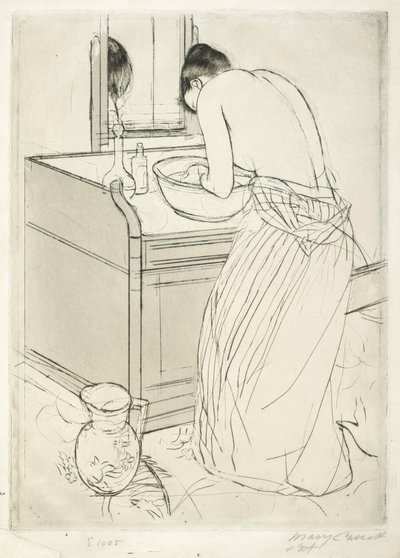 Kvinde bader, 1890-1891. af Mary Cassatt