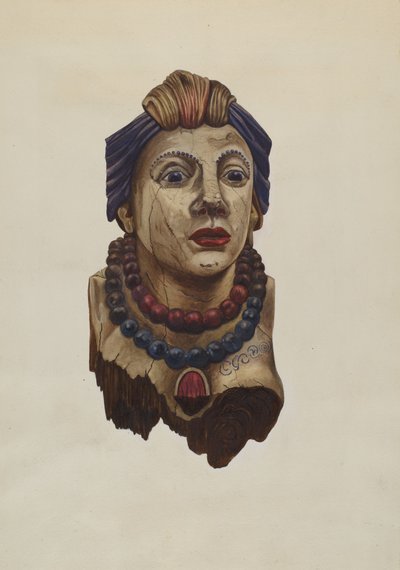 Indisk prinsesse galionsfigur, ca. 1938. af Mary E Humes