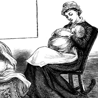 En mor, der nusser sit barn, mens hun sad på en gyngestol af Mary Ellen Edwards