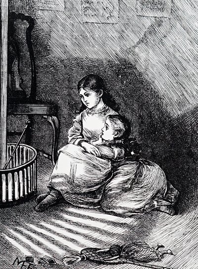 Børn ved pejsen af Mary Ellen Edwards