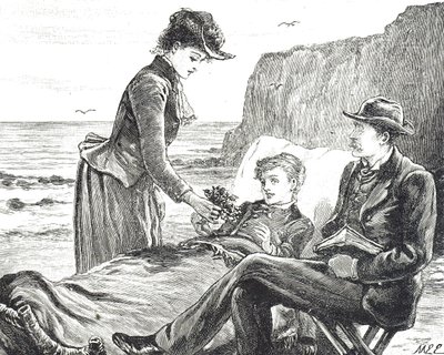 Gravering af en krøbling dreng ved havet af Mary Ellen Edwards