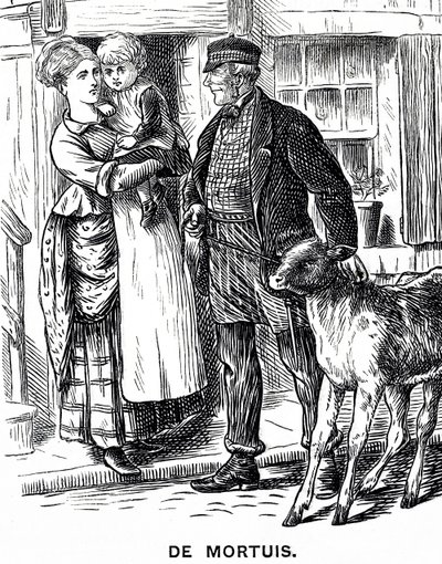 Illustration af en lille pige, der bliver passet af sine tanter og onkel en eftermiddag af Mary Ellen Edwards
