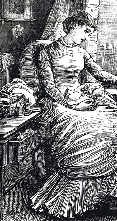 Kvinde holder pause fra sin reparation af Mary Ellen Edwards
