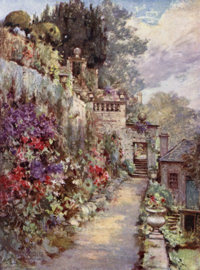 Scottish Gardens: Barncluith (farve litho) af Mary Georgina Wade Wilson