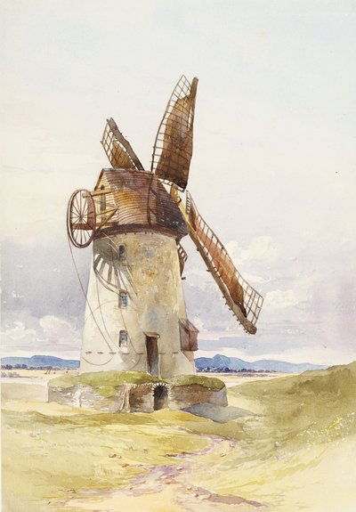 Lytham Mill, ca. 1845-55 (wc på papir) af Mary Harper