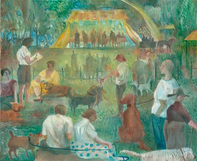 Hundeudstilling, Wadebridge, 2012 (olie ombord) af Mary Kuper