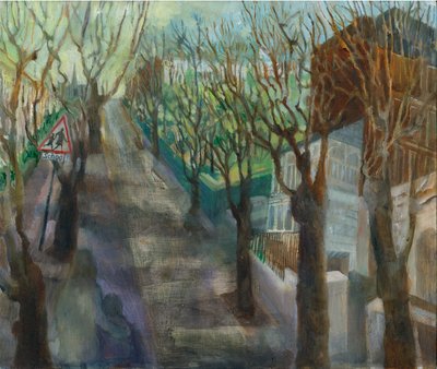 Ladbroke Grove lockdown: 7, mod Ladbroke Square, 2021 (olie om bord) af Mary Kuper