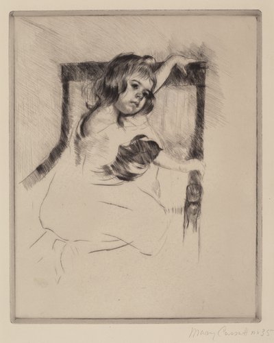 Knælende i en lænestol (Margot), ca. 1903 (tørpunkt) af Mary Stevenson Cassatt