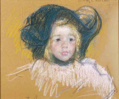 Lille pige med stor hat, ca. 1904 (pastel på papir) af Mary Stevenson Cassatt