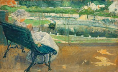 Lydia sidder på en veranda, hækler, ca. 1881 af Mary Cassatt