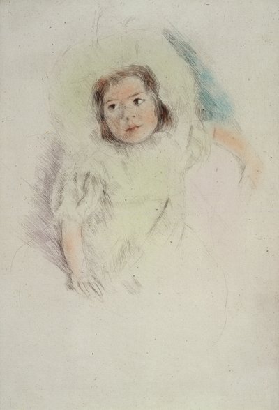 Margot iført en hætte (farveætsning på papir) af Mary Stevenson Cassatt