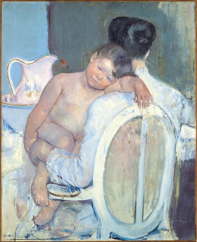 Kvinde sidder med et barn i armene, ca. 1890 af Mary Cassatt