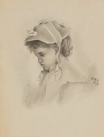 Uden titel Head of a Child Looking Down, 1878. af Mary Vaux Walcott