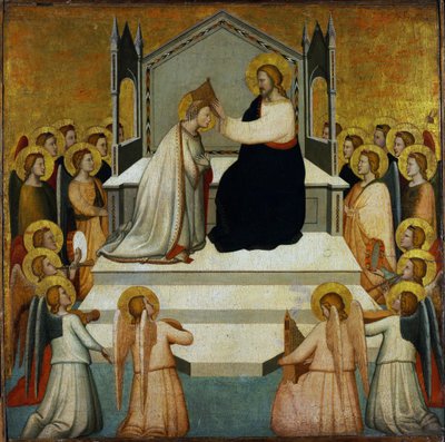 Jomfruens kroning - Jomfruens kroning - Maso di Banco (?-1348) - 1335-1340 - Tempera på panelet - 51,2x51,7 - Szepmuveszeti Muzeum, Budapest af Maso di Banco