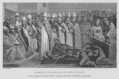Begravelse af St. Claire (litho) af Maso di Banco Giottino