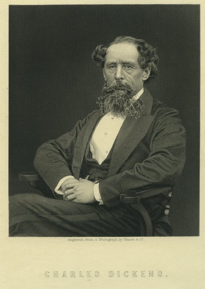 Charles Dickens, portræt efter fotografi af Herbert Watkins (f.1828) af Mason and Co.