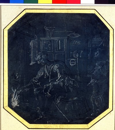 Lignelse om den fortabte søn: den unge søn før ilden. Tegning af Mesteren af ​​Antwerpen (aktiv omkring 1520), begyndelsen af ​​det 16. århundrede. Pushkin Museum, Moskva af Master Antwerp