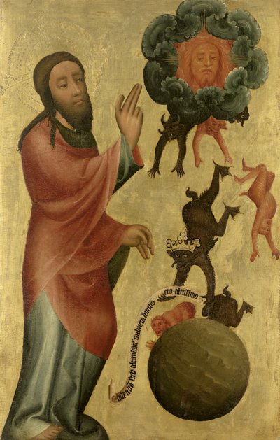 Skiller lys fra mørke fra St. Peters højalter i Hamborg, Grabow-altertavlen, 1383 (tempera på panel) af Master Bertram of Minden