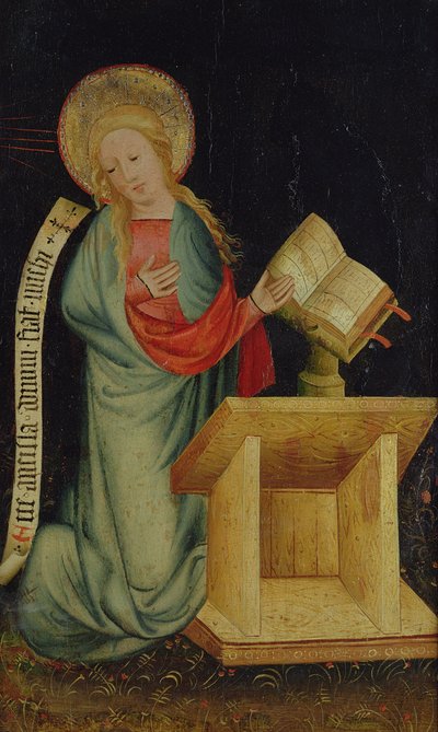Jomfru af Bebudelsen, fra Høsthøsteralteret, ca. 1410 (tempera på eg) (se også 145253 og 145254) af Master Bertram of Minden