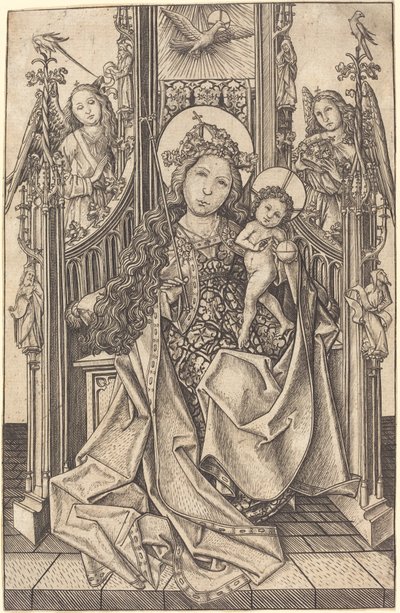 Madonna og barn på tronen af Master E.S.