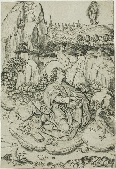 Saint John på øen Patmos af Master E.S.