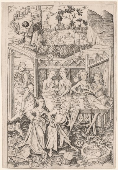 Kærlighedens Have Stor tallerken, ca. 1465. af Master E. S.