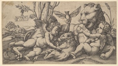 Putti og løver, 1547. af Master FG