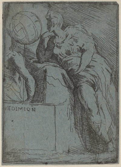 Endymion af Master F.P. after Parmigianino