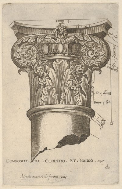 Sammensat kapital med mål, ca. 1537. af Master GA