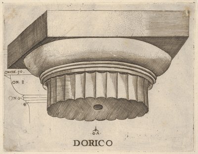 Dorisk kapital med mål, ca. 1537. af Master GA