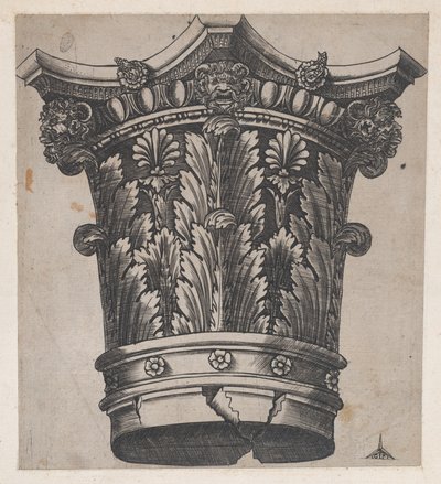 Mirror of Roman Magnificence: Kapital med hoveder og masker, ca. 1537, ca. 1537 af Master GA