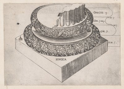 Mirror of Roman Magnificence: Ionisk base, ca. 1537., ca. 1537 af Master GA