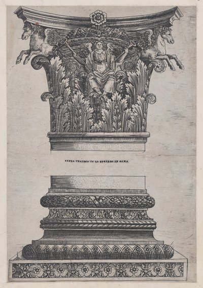 Mirror of Roman Magnificence: Pegasus hovedstad fra Temple of Mars Avenger og dec..., ca. 1537 af Master GA