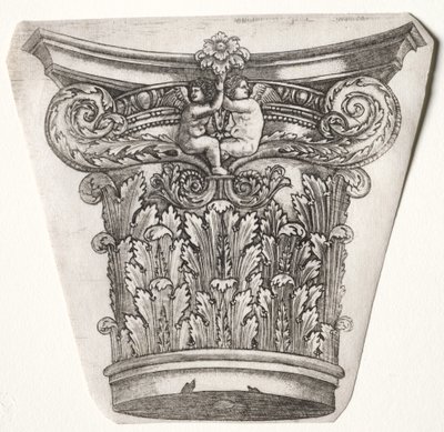 Basis og kapital med Putti, ca. 1525-1550. af Master G. A. with the man