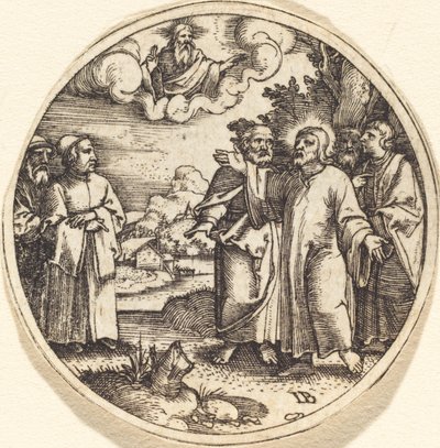 Kristus med tre af sine apostle af Master IB
