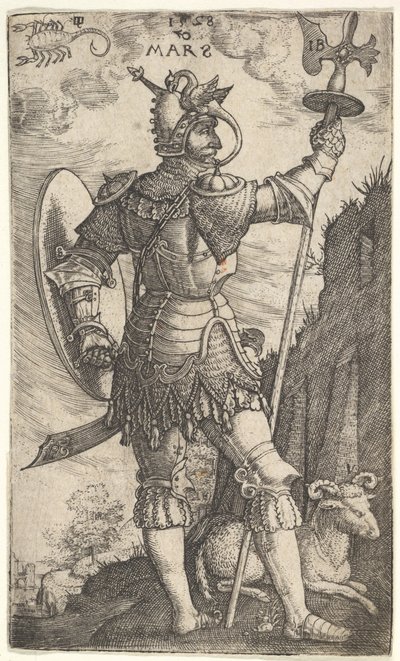 Mars fra The Gods Who Preside Over the Planet, 1528. af Master I.B.