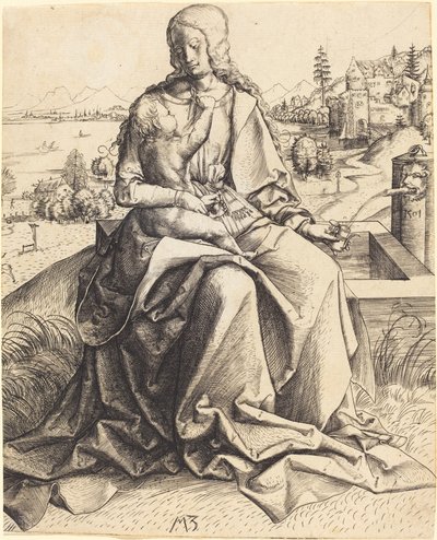 Madonna og barn ved et springvand af Master MZ
