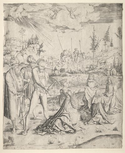 Den hellige Katarinas martyrium af Master MZ