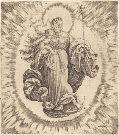 Madonna på en halvmåne af Master N.H. with the Dagger