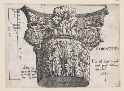 Mirror of Roman Magnificence: Korinthisk hovedstad, 1537., 1537. af Master PS