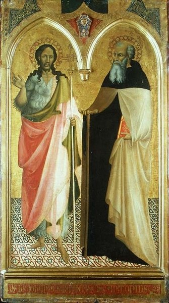 St. Johannes Døberen og St. Anthony Abbed (guldbundspanel) af Master of 1419