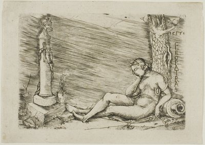Cleopatra liggende ved foden af et træ, med et led af Master of 1515