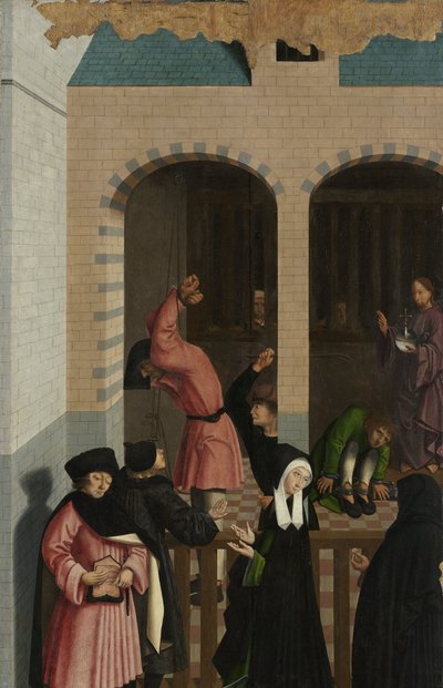 De syv barmhjertighedsværker Panel af en polyptykon med de syv barmhjertighedsværker: Trøst fangerne af Master of Alkmaar