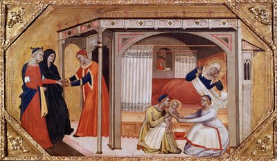 Jomfru Marias fødsel, c1365-1370 af Master of Ashmolean Predella