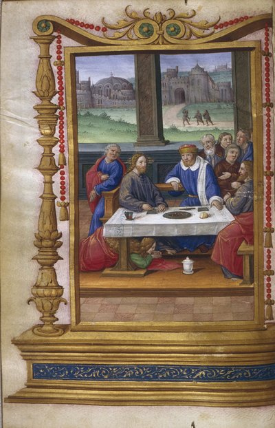 Fest i farisæeren Simons hus, 1500-1550 af Master of Claude de France
