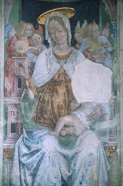 Italien, Piemonte, Serralunga di Crea, Sacro Monte di Crea, basilikaen Santa Maria Assunta, kapel, fresco af Master of Crea