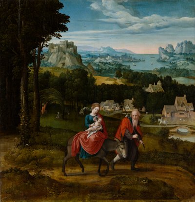 Flugten til Egypten, omkring 1530-1535 (olie på panel) af Master of Female Half Lengths
