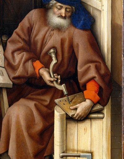 Bebudelse Triptykon (Merode altertavle), ca. 1427-32 (olie på eg) af Master of Flémalle