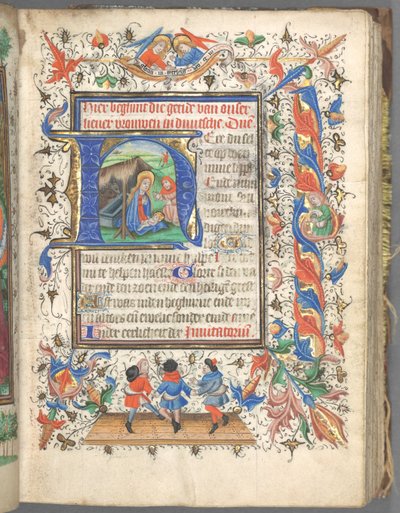 Timebog Brug af Utrecht: fol. 14r, Initial with The Nativity, ca. 1460-1465. af Master of Gijsbrecht van Brederode